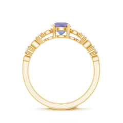 Certified Real Tanzanite Double Band Engagement Ring with Diamond
