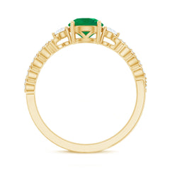 Natural Emerald Solitaire Engagement Ring with Diamond