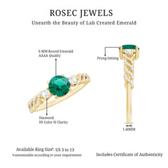 Certified Lab Grown Emerald Diamond Designer Engagement Ring