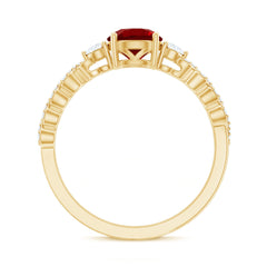 Lab Grown Ruby Designer Ring with Diamond Side Stones