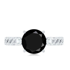 Designer 8mm Black Spinel Engagement Ring with Diamond