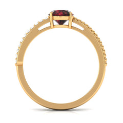 Natural Garnet Solitaire Engagement Ring with Diamond