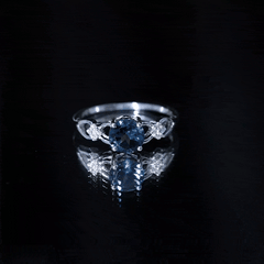7mm London Blue Topaz Solitaire Engagement Ring with Diamond