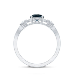 7mm London Blue Topaz Solitaire Engagement Ring with Diamond