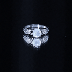 Natural Ethiopian Opal Crossover Engagement Ring with Floral Diamond