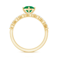 Nature Inspired Emerald Moissanite Wedding Bridal Ring Set of 2