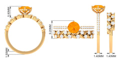 1.75 CT Fire Opal Classic Wedding Ring Set in Gold with Moissanite