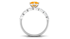 1.75 CT Fire Opal Classic Wedding Ring Set in Gold with Moissanite