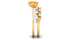 1.75 CT Fire Opal Classic Wedding Ring Set in Gold with Moissanite