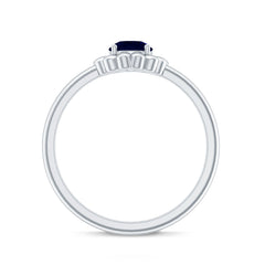 1 CT Round Cut Solitaire Blue Sapphire Gold Flower Ring