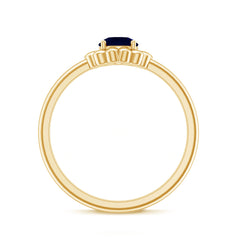 1 CT Round Cut Solitaire Blue Sapphire Gold Flower Ring
