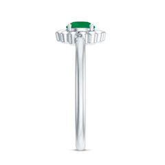 Certified Natural Emerald Flower Promise Ring with Certificate