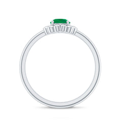 Certified Natural Emerald Flower Promise Ring with Certificate