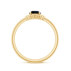 3/4 CT Round Cut Solitaire Created Black Diamond Gold Flower Ring