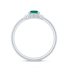 Certified Round Lab Grown Emerald Flower Promise Ring