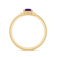 Round Cut Solitaire Amethyst Flower Ring
