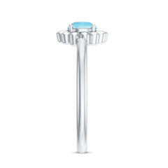 Natural Aquamarine Flower Promise Ring with Certificate