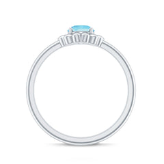 Natural Aquamarine Flower Promise Ring with Certificate