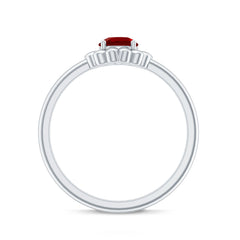 Solitaire Lab Grown Ruby Flower Promise Ring for Her
