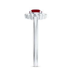3/4 CT Round Cut Solitaire Ruby Gold Flower Ring