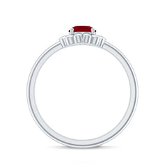 3/4 CT Round Cut Solitaire Ruby Gold Flower Ring