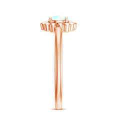 Natural Solitaire Ethiopian Opal Flower Promise Ring