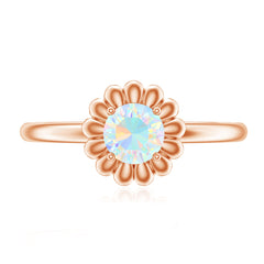 Natural Solitaire Ethiopian Opal Flower Promise Ring