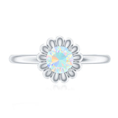 Natural Solitaire Ethiopian Opal Flower Promise Ring