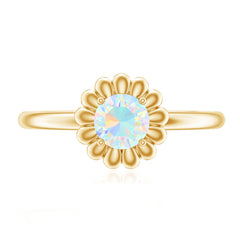 Natural Solitaire Ethiopian Opal Flower Promise Ring