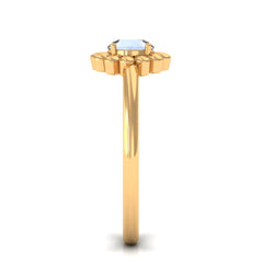 1/2 CT Round Cut Solitaire Moonstone Gold Flower Ring