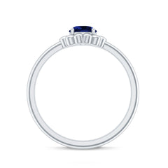 Certified 0.6 Carat Lab Grown Blue Sapphire Flower Promise Ring for Women