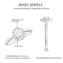 Zircon Floral Solitaire Ring