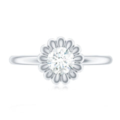 Zircon Floral Solitaire Ring