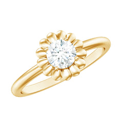 Zircon Floral Solitaire Ring