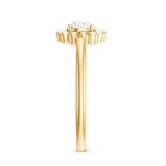 Zircon Floral Solitaire Ring