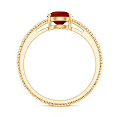Solitaire Lab Grown Ruby Teardrop Engagement Ring with Diamonds
