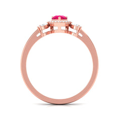 Designer Ruby and Diamond Halo Teardrop Engagement Ring