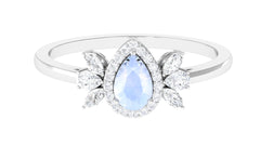 1.25 CT Pear Shape Moonstone Engagement Ring with Diamond Accent
