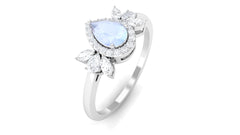 1.25 CT Pear Shape Moonstone Engagement Ring with Diamond Accent