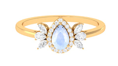 1.25 CT Pear Shape Moonstone Engagement Ring with Diamond Accent