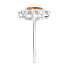 Certified Genuine Citrine Huge Engagement Ring with Moissanite Halo