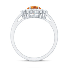 Certified Genuine Citrine Huge Engagement Ring with Moissanite Halo