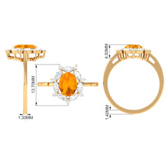 Fire Opal Designer Halo Engagement Ring with Moissanite