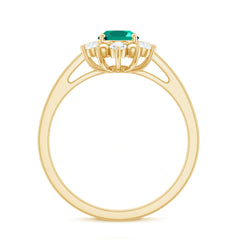 Certified 5X7 mm Oval Lab Grown Emerald Diamond Flower Engagement Ring