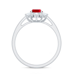 Lab Grown Ruby and Diamond Engagement Ring For Her