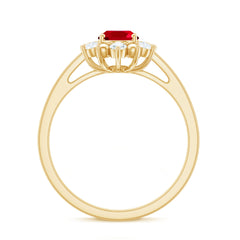 Lab Grown Ruby and Diamond Engagement Ring For Her