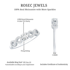 Round Moissanite Infinity Promise Ring with Certificate