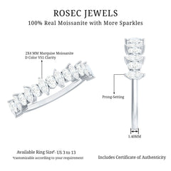 Certified Moissanite Half Eternity Wedding Band Ring