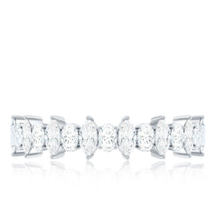 Certified Moissanite Half Eternity Wedding Band Ring