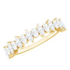 Certified Moissanite Half Eternity Wedding Band Ring